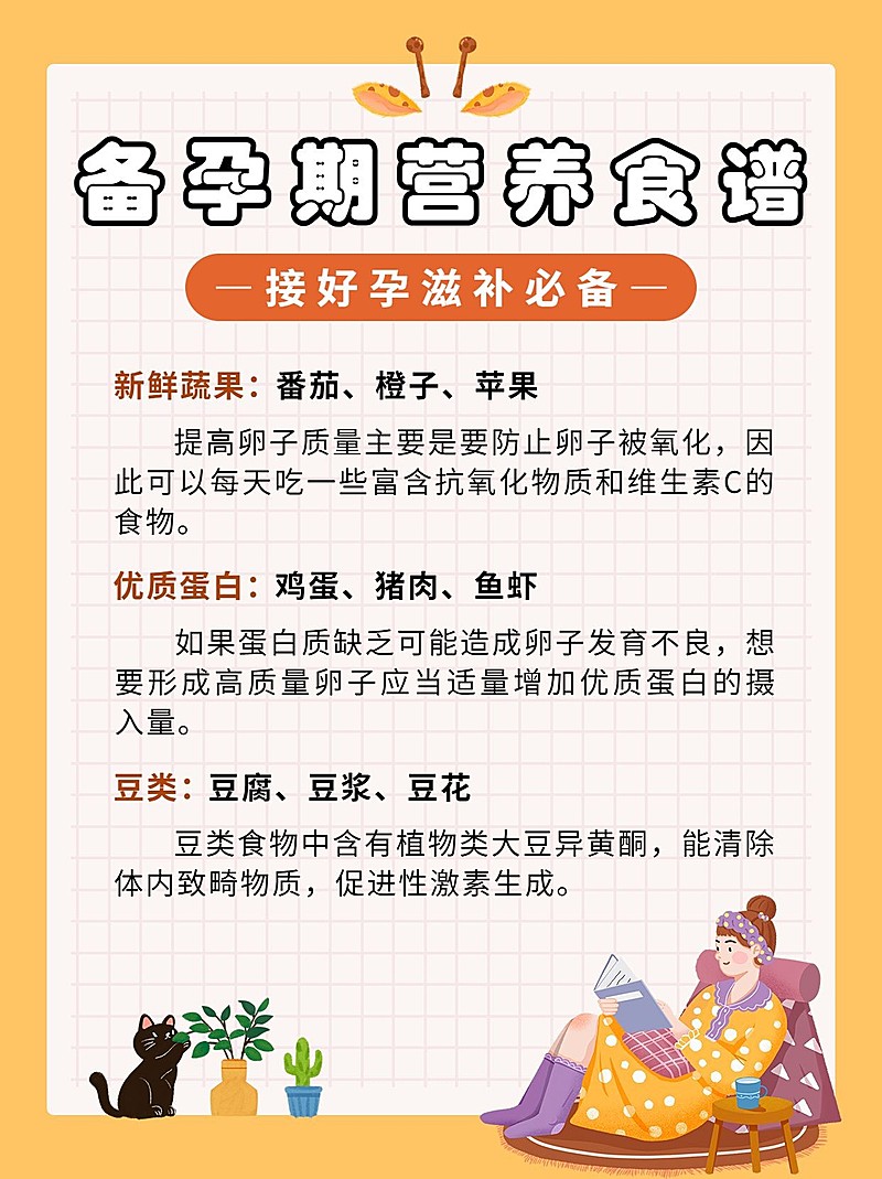 可爱手绘风母婴备孕营养食谱小红书配图