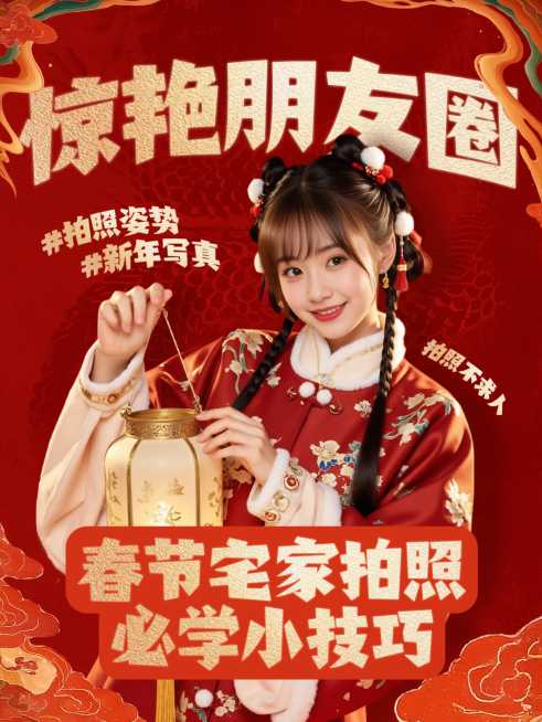 春节晒图晒照通用喜庆感小红书封面预览效果