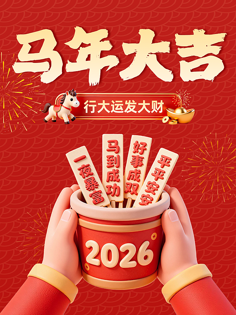 春节节日祝福通用喜庆感小红书封面