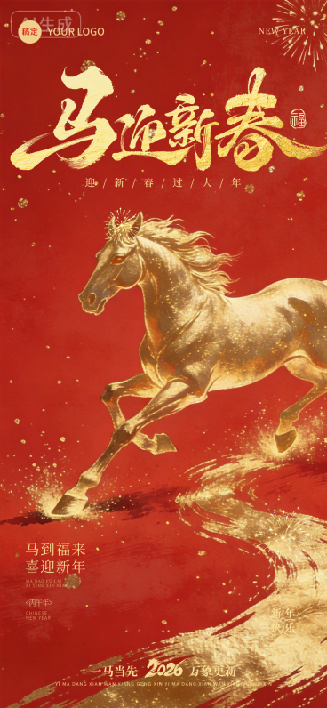 春节节日祝福通用喜庆感全屏竖版海报预览效果