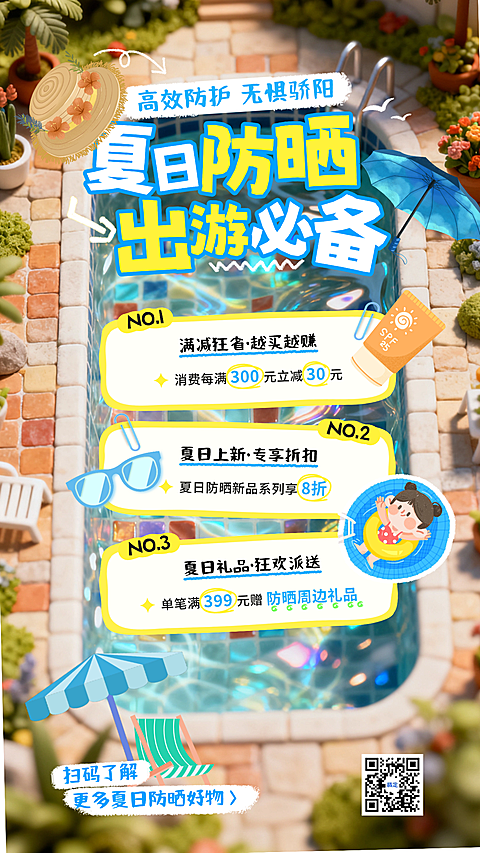 夏季夏日防晒护肤品商品零售促销营销活动宣传海报
