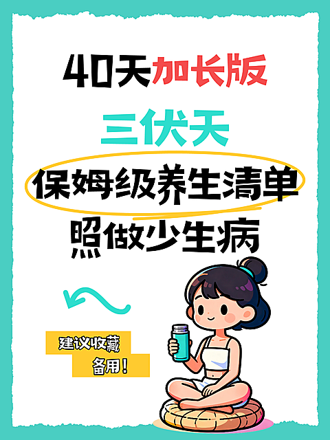 夏季三伏天保姆级养生清单分享小红书封面