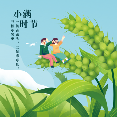 小满节气祝福问候夏季实景方形海报