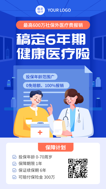 金融保险医疗险介绍手机海报预览效果