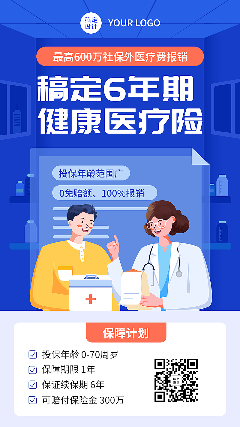金融保险医疗险介绍手机海报