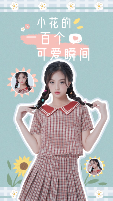 甜美清新可爱竖版视频封面明星应援预览效果