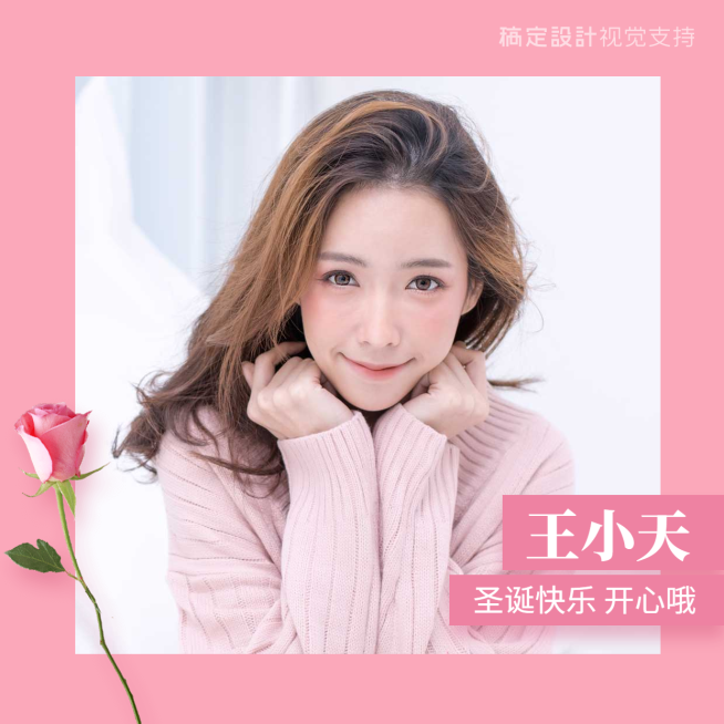 精致粉色简约边框圣诞头像预览效果