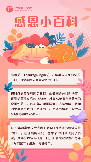 感恩节知识科普百科海报预览效果