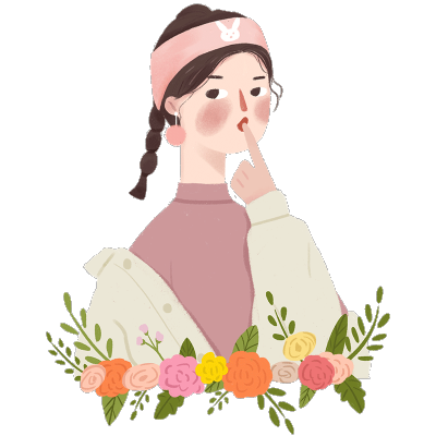 手绘清新风格-人物素材贴纸-女孩