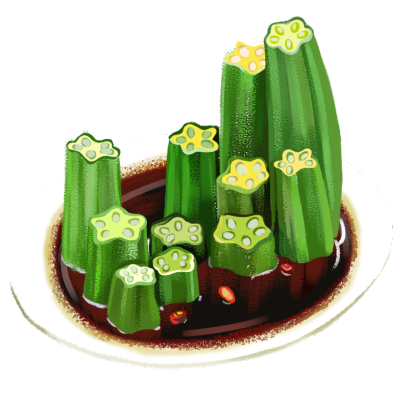 美食甜品插画素材贴纸-秋葵