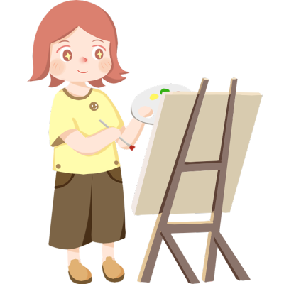 人物手绘插画-画画女孩