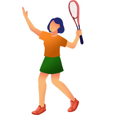扁平风动作人物插画-打羽毛球女孩