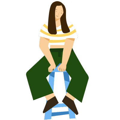 扁平风夸张抽象人物插画-女孩