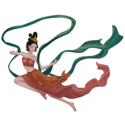 七夕节中国风插画贴纸-织女