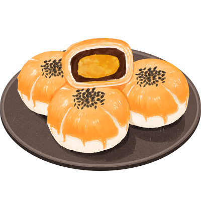 中国风传统美食糕点插画-蛋黄酥