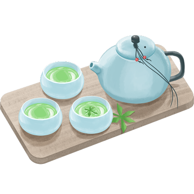 中国风传统美食糕点插画-绿茶
