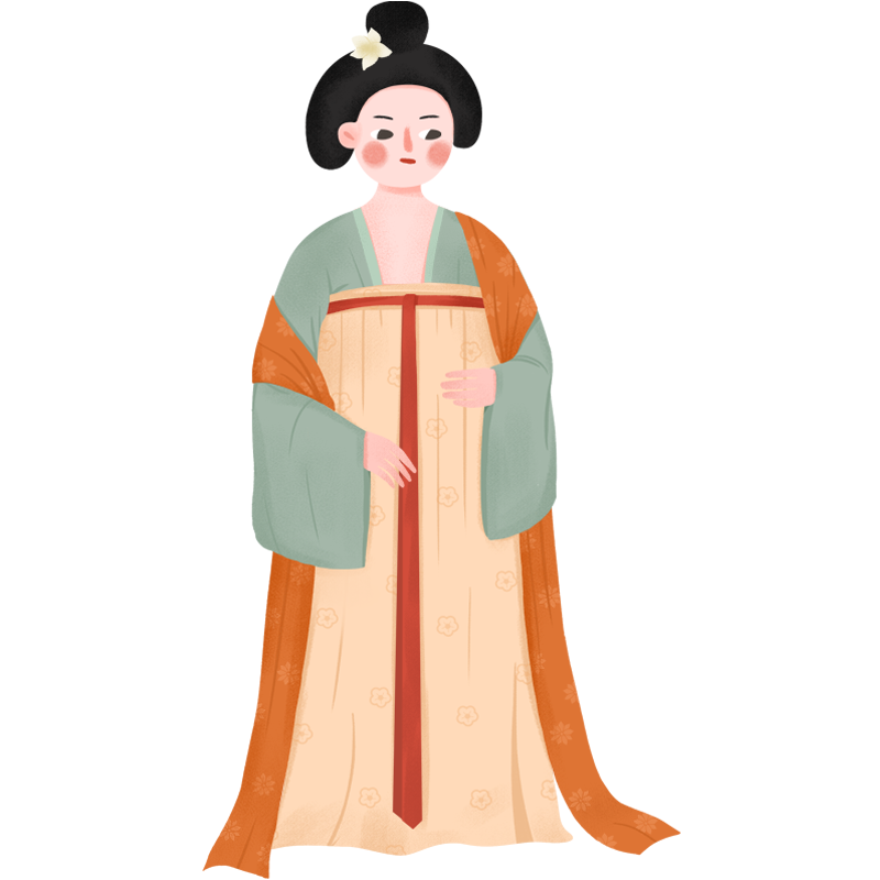 手绘古代美人服饰插画