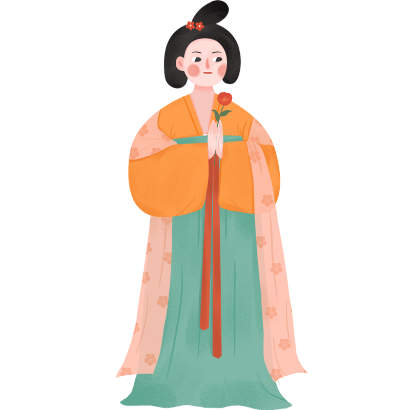 手绘古代美人服饰插画