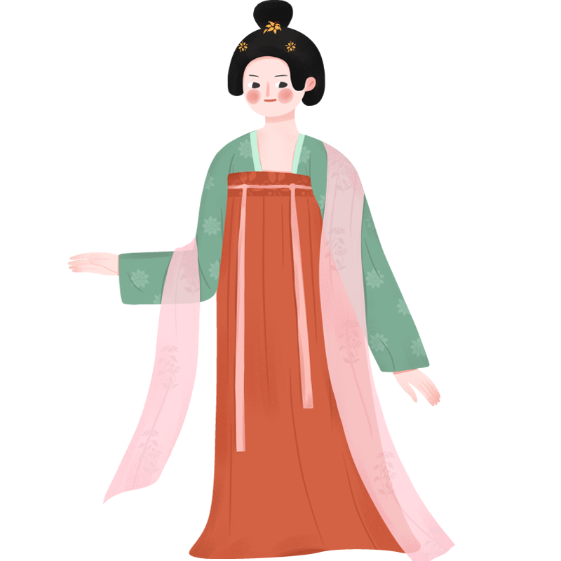 手绘古代美人服饰插画