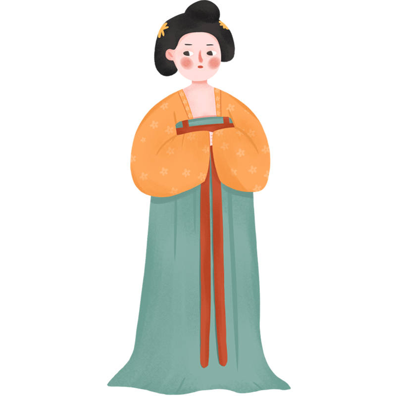 手绘古代美人服饰插画