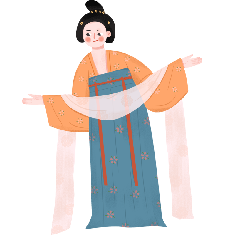 手绘古代美人服饰插画