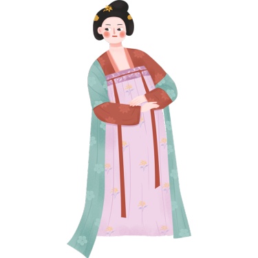 手绘古代美人服饰插画