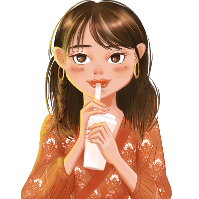 手绘人物插画贴纸-女生