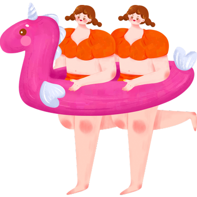 人物类插画素材-闺蜜游泳