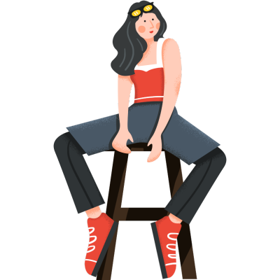 夸张人物动作插画-女孩