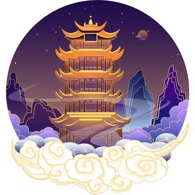 中秋国庆中国风建筑贴纸