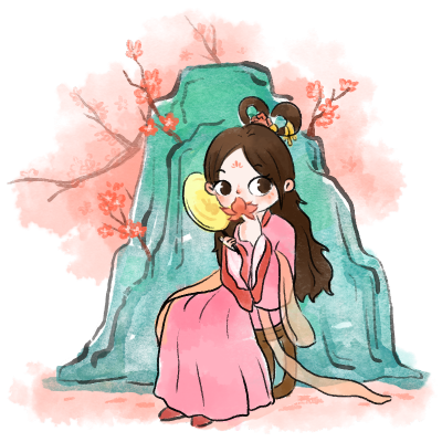 中秋节水墨风贴纸-嫦娥
