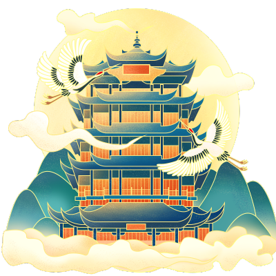 春节中国风传统现代建筑-黄鹤楼