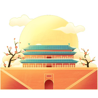 中国风城市传统现代建筑插画