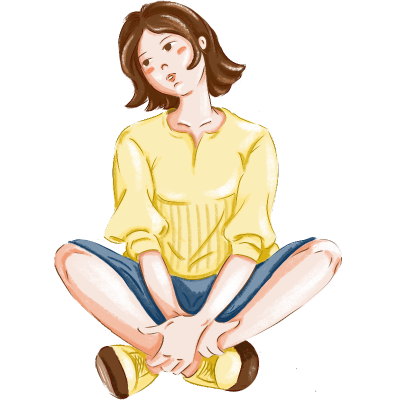 手绘人物插画-坐着的女孩