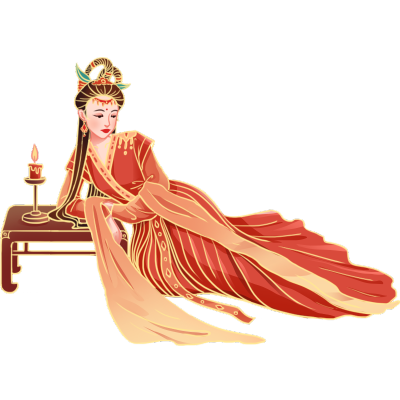 金边中国风人物插画女人