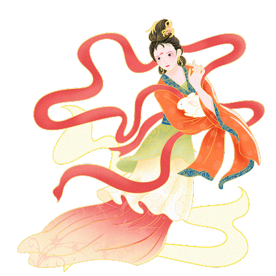 中秋节金边中国风人物插画