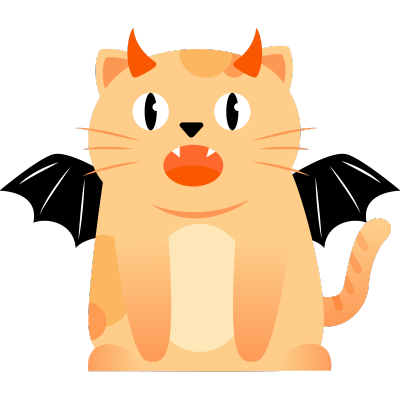 手绘卡通风万圣节主题-蝙蝠猫咪