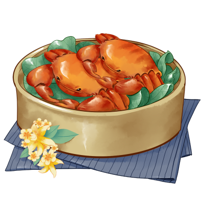 中秋节水彩风中国风插画-螃蟹