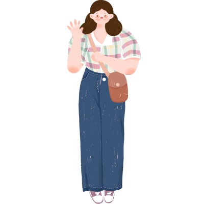 手绘人物插画-打招呼的女孩