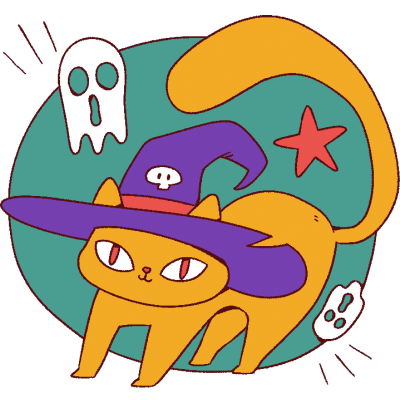 万圣节手绘搞怪贴纸-猫咪