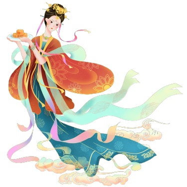 中秋节中国风人物插画-仙女月饼