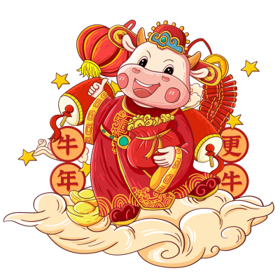 新年国潮风插画-牛年更牛