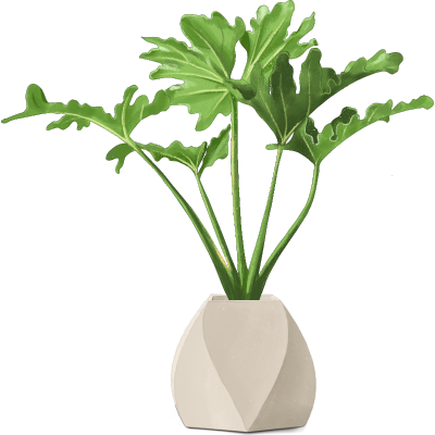 手绘植物盆摘主题插画