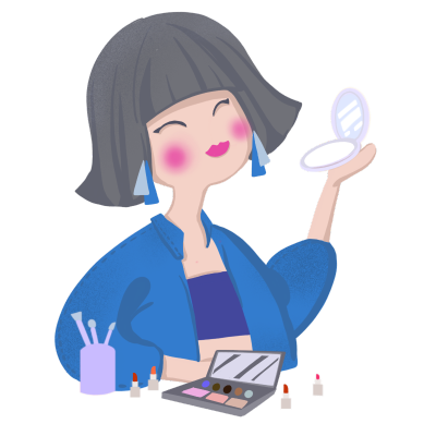手绘化妆主题人物插画-化妆