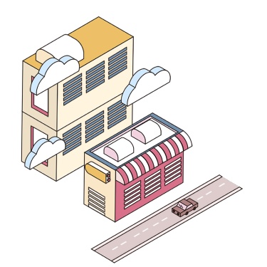 2.5D建筑场景插画-街道