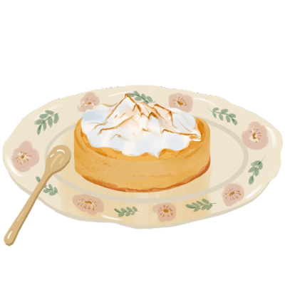 手绘风甜品美食插画-布丁