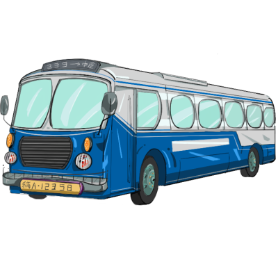 手绘插画风交通工具-公交车