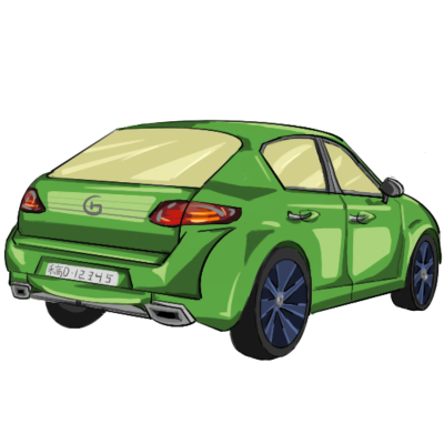 手绘插画风交通工具贴纸-轿车