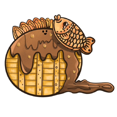 手绘食品元素插画-鱼饼