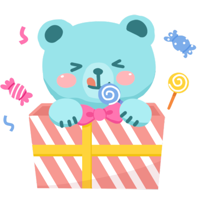 可爱手绘生日主题-礼物熊